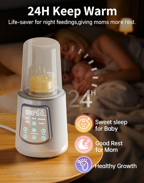 KUMIKIMI 12 1 in Fast Baby Bottle Warmer with Even Heating No Hot Spots, Night Mode, Sterili-zing, Constant Temp Milk