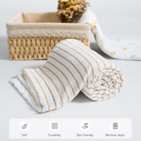 Meracorallo Baby Blankets for Unisex Boys and Girls, Super Soft Nursery Bed Blankets, 30" x 40", Neutral Stripe
