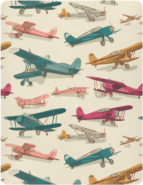 Pigsaly 27x39 Inch Crib Sheets Airplane Retro Planes Baby Sheet for Standard Crib Mattress Boys Girls Toddler Bed