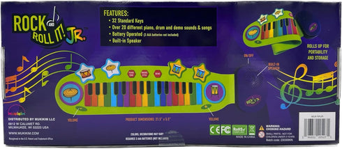 3+ Playset 32 MUKIKIM Jr Piano and Drum Duo - Portable Flexible Piano & Drum Pad Toy for Ages Kids. Educational