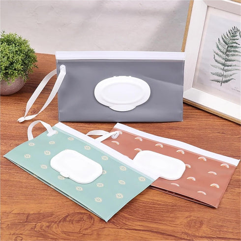 linenb 5pcs Strollers(Color7) Travel Wipes Case Portable EVA Tissue Box - Snap-Strap Wet Wipes Pouch