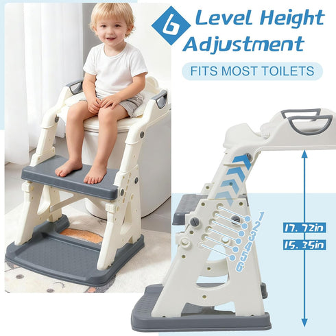 CALCHELE 2 1 Potty Training Seat, Upgrade Toddler Toilet Seat with Steps Stool Ladder, in Potty Training Seat with Step