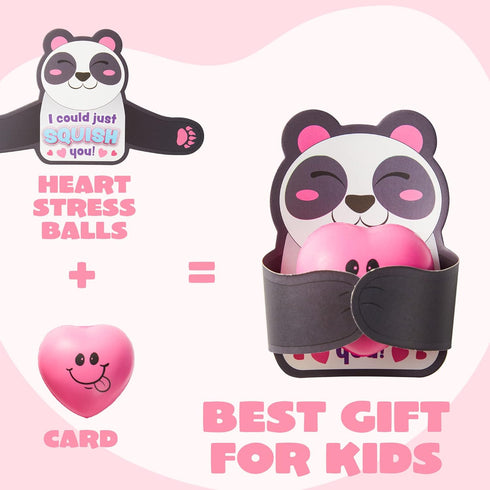 28 Packs JOYIN Heart Stress Ball with Valentine Cards Heart Shape squishy toy Stress Relief Fidget Toy with Valentines