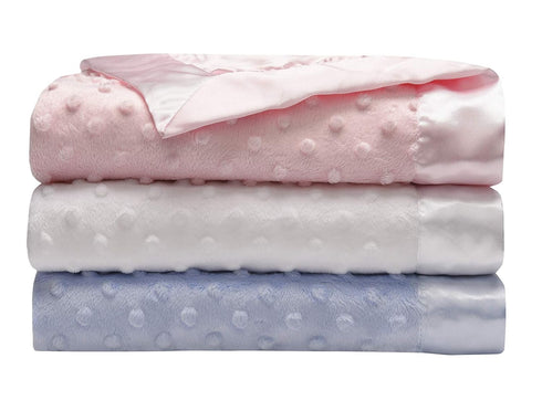 30" 40" Baby Starters Textured Dot Blanket with Satin Trim, White x