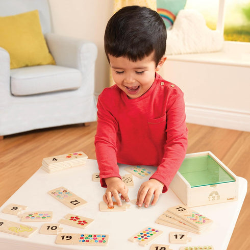 Battat One-Match Numbers Wooden Puzzle for Toddlers - Educational Self-Correcting Puzzles with Storage Box