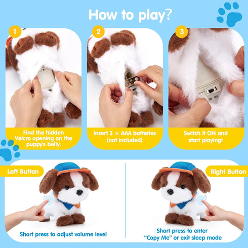 12 Commands, 3+ hahaland Robot Dog Realistic Interactive Plush Kids Toy Voice Controlled Talking Acts Like a Real Puppy