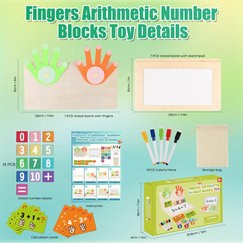 3 4 5-7 Counting Number Blocks Toys for Kids Wooden Montessori Toys for Years Old Boy Girl Toddler Fingers Arithmetic