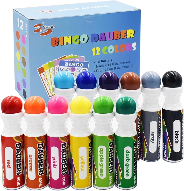 Yuanhe Bingo Daubers Dot Markers, Mixed Colors Set of 12 Pack