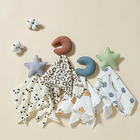 Lovey Blanket for Boys and Girls, Organic Cotton Muslin Security Blanket for Babies, Soft Breathable Lovie
