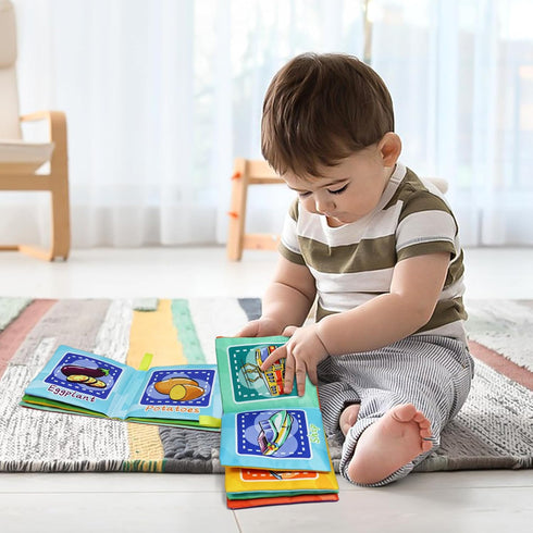 Dr.Rapeti 6-Pack Soft Cloth Baby Bath Books, Crinkle Squeaky Washable Chewable Non-Toxic Early Educational Gift