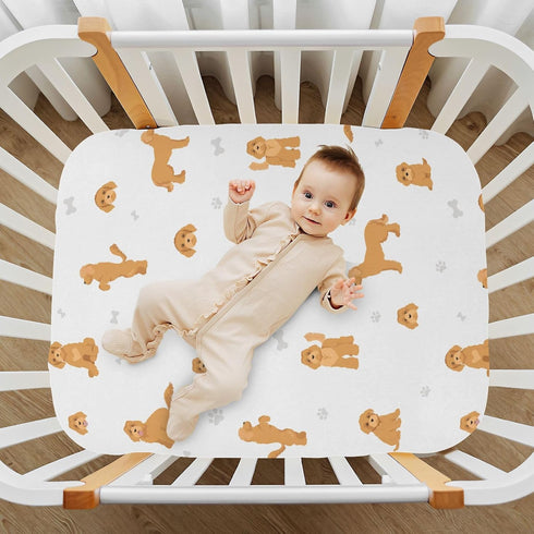 52 28 9In Crib Sheets for Boys Labradoodle Dog Toddler Baby Girl Sheets for Crib,Neutral Mini Crib Nursery Mattress