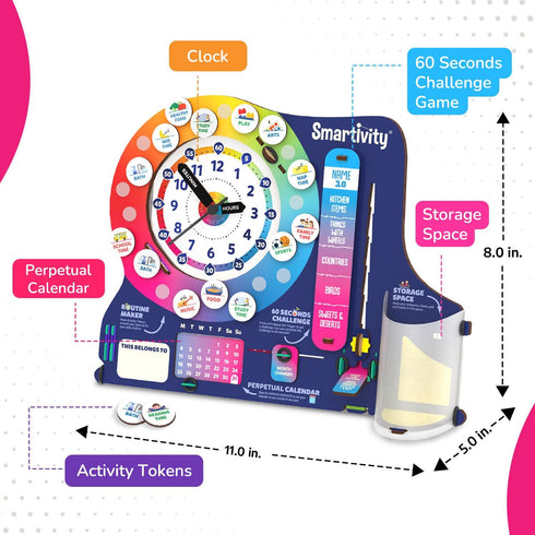 8-14 8,9,10,11,12,13,14 Smartivity DIY Interactive Clock with Stationary Organiser for Kids Ages | Features an Infinity