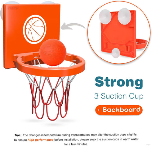 Bath Toys - Bathtub Basketball Hoop for Kids, Mold Free with 3 Strong Suction Cups and 4 Soft Balls - Fun Bath Toys