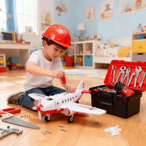 Set, 55 Set 3+ Kids Tool Pcs Kids Tool Pretend Play Toys with Box and Electronic Toy Drill, Toy for Toddler Boys Girl