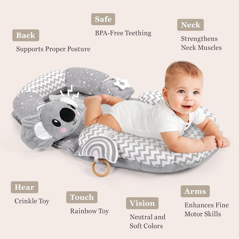 Foryoomi 4 1 Tummy 0-12 in Time Mat with Educational Cards, Play Mat & Sitting Support for Newborn Months, Infant Baby