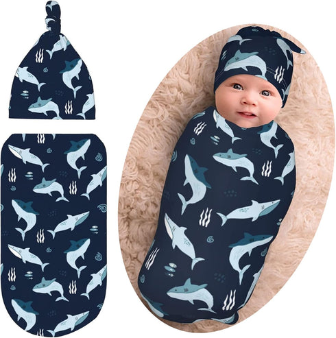 Osvbs Sharks Ocean Baby Stuff Newborn Swaddle Blanket Animal Baby Wrap Blanket Soft