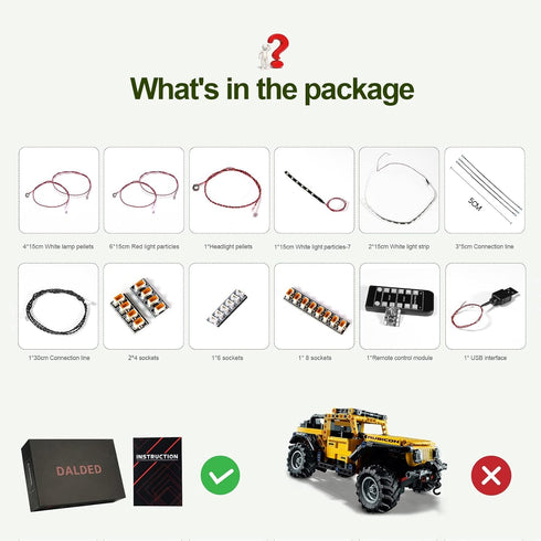LED Light Kit for Lego Jeep Wrangler 42122, Compatible Lighting for Jeep Wrangler - Without Model (Remote Control