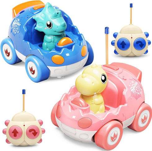 Kidz do 2 Pack Pink Dinosaur Remote Control Car Toys, Easter Present