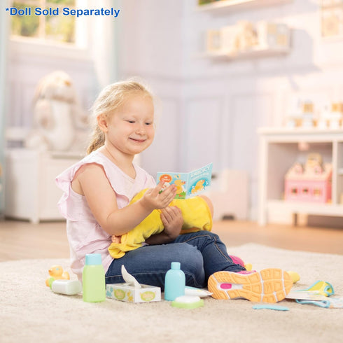 Set (19 Melissa & Doug Mine to Love Changing & Bathtime Play for Dolls Diapers, Pretend Shampoo,Wipes, Towel, More pcs)