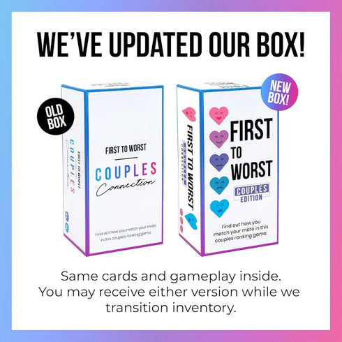 First to Worst Party Game Couples Connection | Adult Relationship Card Game for Date Nights | Funny Ranking & Guessing