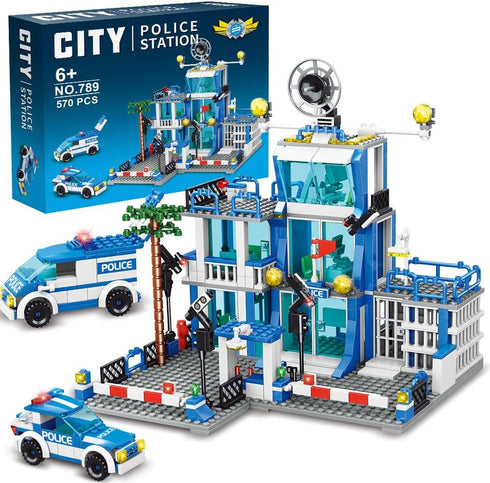 MindBox City Police Station Building Sets, 570pcs City Police Sets Toy Building Bricks Kit for Boys