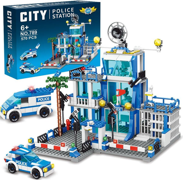 MindBox City Police Station Building Sets, 570pcs City Police Sets Toy Building Bricks Kit for Boys
