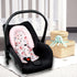 Baby Head Support and Strap Cover for Car Seat, Mink Infant Carseat Headrest for Girls, Newborn Car Seat Insert Cushion