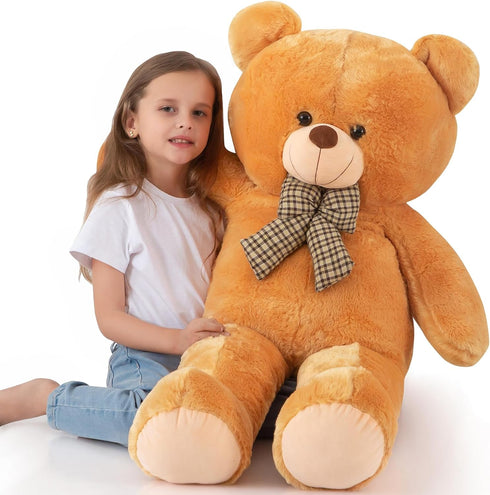 Big Teddy Bear 4 Feet Stuffed Animal, Jumbo Plush Toy for Mother's Day Birthday Gifts, Brown 47 Inch