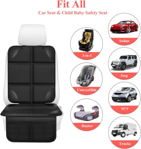 OpNelDum 600D 2 Car Seat Protector for Child, Thick Padding Seat Protector Under Baby, Waterproof Non-Slip Fabric