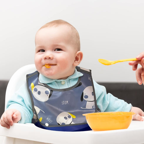 Plastic Bib - Easiest Bib to Clean, No Washer/Dryer or Scrubbing Needed, 1T-3T