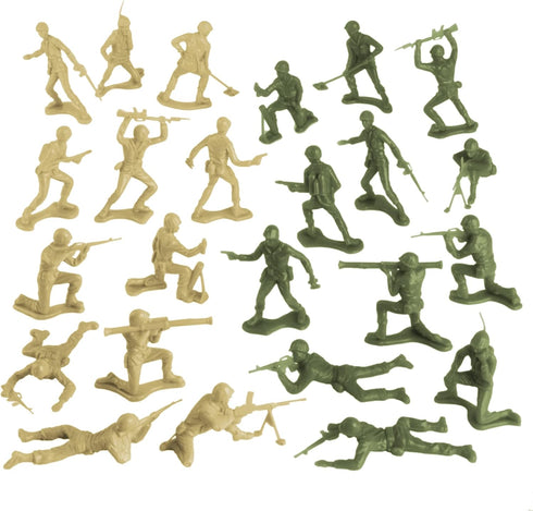 TimMee Plastic Army Men - OD Green vs Tan, 48pc Toy Soldier Figures, Made in USA