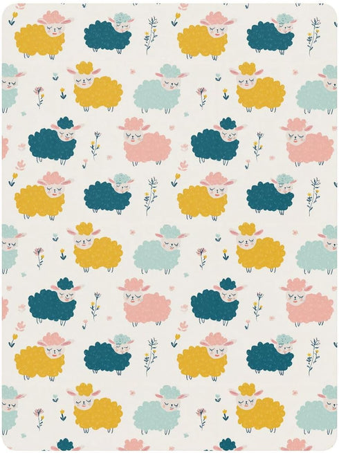 miaozhen 1 Pack 52x28 Cotton Baby Crib Sheets for Boys Girls Soft Breathable Funny Ocean Lambs Muslin Crib Sheets