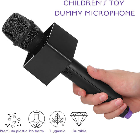 Gadpiparty Fake Microphone Model - 2pcs Realistic Mic Toy with Mic Flag for Kids Pretend Play Party Favors