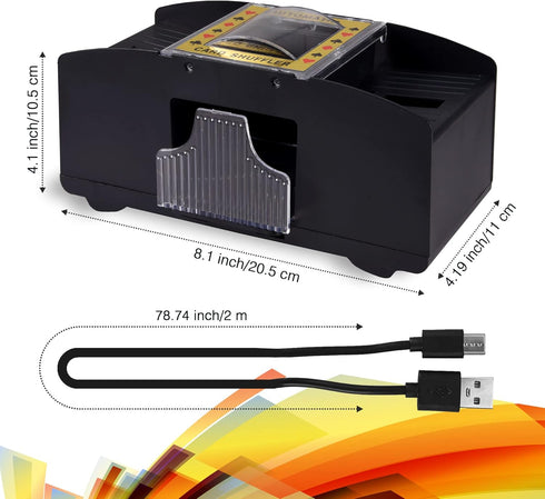 Automatic Card Shuffler - Electronic Casino Poker Shuffling Machine - Battery Operated for 2/4/6 Decks