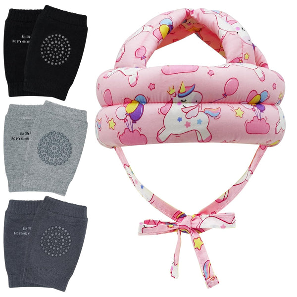 Baby Head Protector Helmet & Baby Knee Pads 3 Pairs Toddler Protector