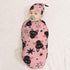 Halloween Cute Cartoon Bat Newborn Swaddle Blanket with Beanie Set, Soft Baby Sleep Sack Stretch Adjustable Wraps