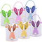 Honeydak 6 Pcs Easter Eggs Hunt Basket for Kids Lighted Bunny Canvas