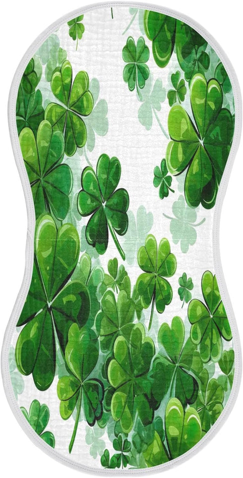 YETTASBIN St. Patrick's Day Clover Muslin Baby Burp Cloth, Super Soft Absorbent Cotton