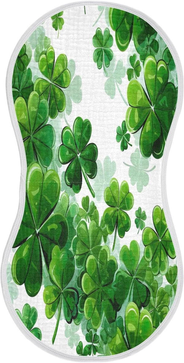 YETTASBIN St. Patrick's Day Clover Muslin Baby Burp Cloth, Super Soft Absorbent Cotton