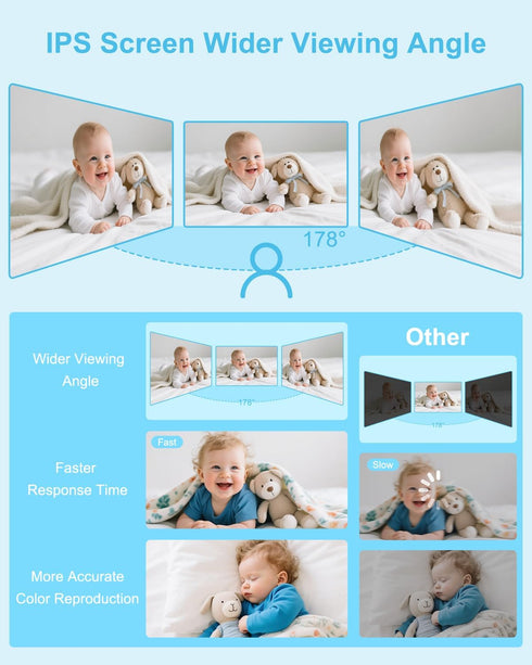 Blemil 6" 35-Hrs 2-Way 1000ft Upgrade Video Baby Monitor with Camera and Audio Large Screen, Battery, No WiFi Baby