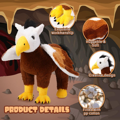 Plush Hippogriff Stuffed Animal - 12 Inch Large Hippogryph Plush Toy, Mixture of Bald Eagle and Horse Mythological