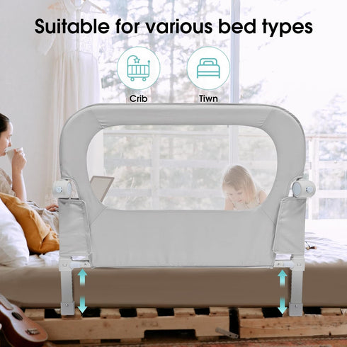 35.1" NUTIKAS Baby Bed Rail Guard for Toddlers - Toddler Bed Side Rails for Crib, Twin, Full, Queen Bunk Size Bed Swing