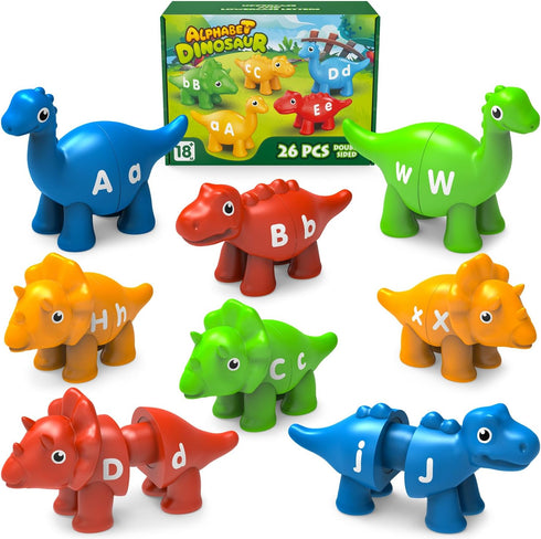26PCS Dinosaur Alphabet Learning Toys for 18M+, Montessori Educational Toys for 3