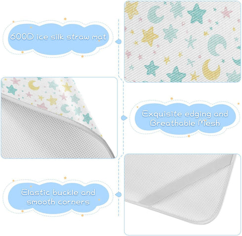 Yoogain 28" 52" Cooling Baby Washable Mattress x Breathable Crib Bumper Pads for Baby&Toddler Stars