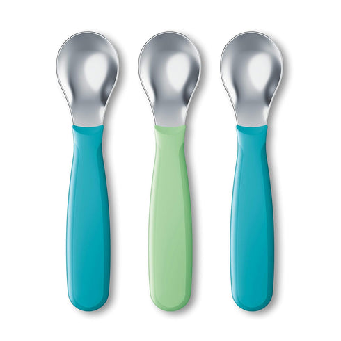 NUK Kiddy Cutlery Spoons, Pack of 3, Durable Stainless Steel, BPA and Latex-Free, for 18+ Months