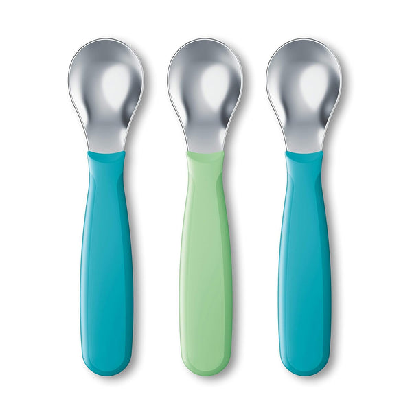 NUK Kiddy Cutlery Spoons, Pack of 3, Durable Stainless Steel, BPA and Latex-Free, for 18+ Months