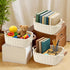 L13'' W8.7'' H5.9'') XXL Cotton Rope Storage Basket with Leather Handles, Woven Nursery Organizer for Diapers, Wipes
