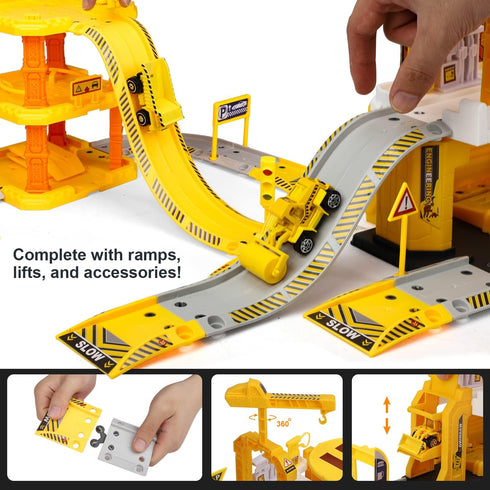 Set 3 4 5 6 TOY Life Construction Toys - Toy Construction Vehicles with Toy Trucks for Year Old Boys - Toy Car Garage