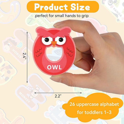 26 Magnetic Letters, Animal Alphabet Magnets, Fun Preschool Learning Toy, Large Fridge Magnets for Spelling Games