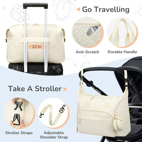 Tenot Diaper Bag Tote with Pacifier Case, Baby Bag for Women with Shoulder Straps, Travel Diaper Tote for for Mom